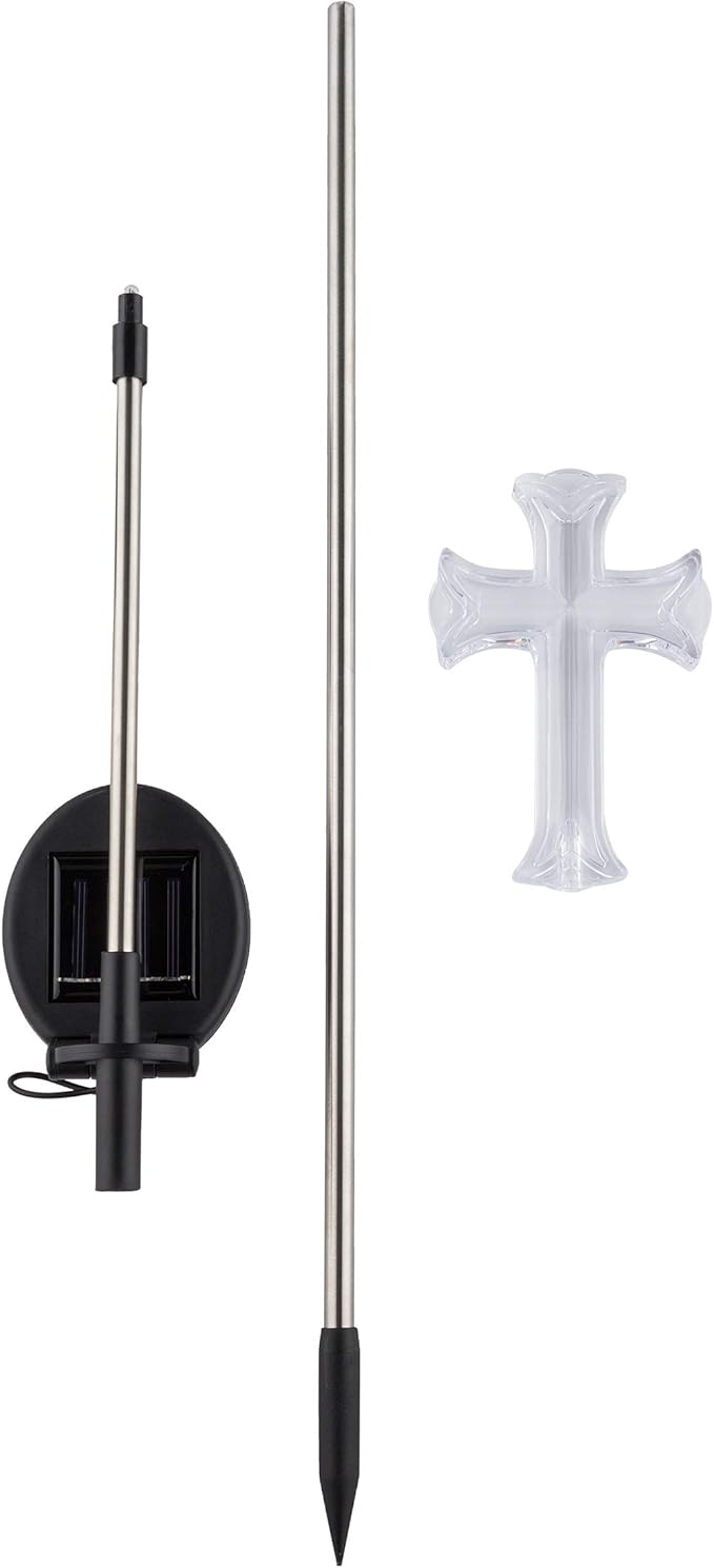Alpine Corporation 34" Tall Outdoor Solar Powered Cross Pathway Light Stakes (Set of 2) AlpineCorporation