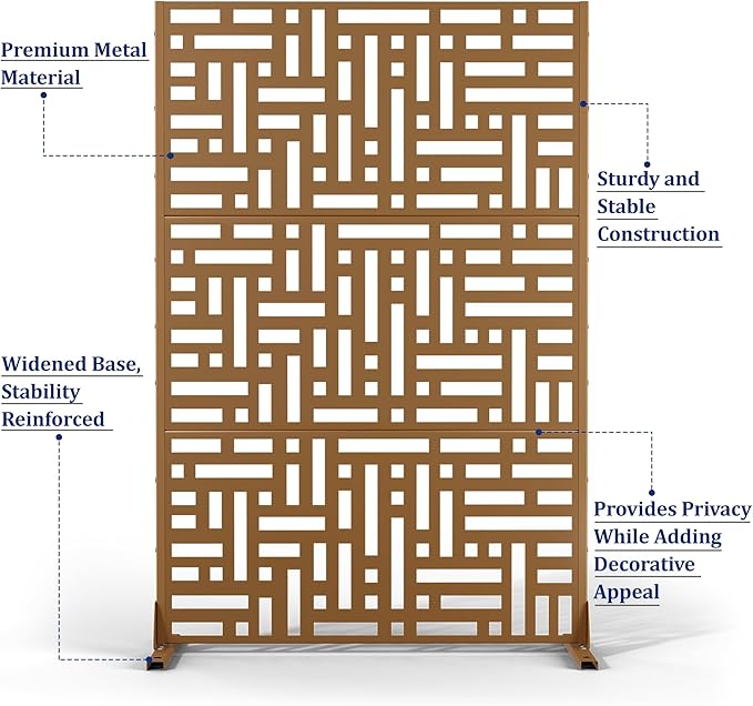 Outdoor Privacy Screen,72" H×47" W Metal Privacy Screen, Freestanding Privacy Fence Panels for Patio FENCY