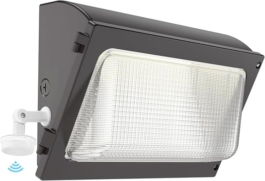 HYPERLITE LED Wall Pack Light: 120W Wall Pack LED Exterior Light with Motion Sensor - 15600lm Glass Lens LED Security Flood for Yard UL Listed HYPERLITE
