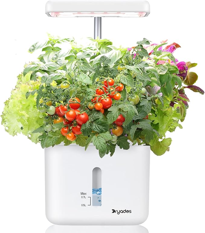 Indoor Garden Planter Growing Systems Soil plant pot indoor Small Smart Soil Gardening System with 17 Watts LED Grow Light Auto Timer Self-Watering Planter Pot Gifts for Mom Women (No Seeds&Soil) Dryades