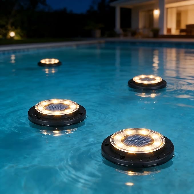 Flacchi Solar Lights Outdoor - Solar Powered Ground Lights Outdoor Solar Disk Light Waterproof Landscape Light for Patio Yard Pathway Walkway Driveway (Warm White, 12 Pack) Flacchi