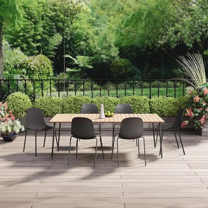 2xhome Modern Stackable Armless Dining Chair | Plastic Shell Seat with Metal Legs | Indoor or Outdoor Use | Home Kitchen Patio (4, Black, No Padding) 2xhome