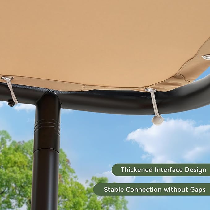 Aoxun 10x6 Lean to Gazebo Outdoor Pergola with Water Resistant & UV-Resistant, Wall-Mounted Canopy Sloped Roof Awning for Patio Backyard, Deck, or Garden Khaki Aoxun