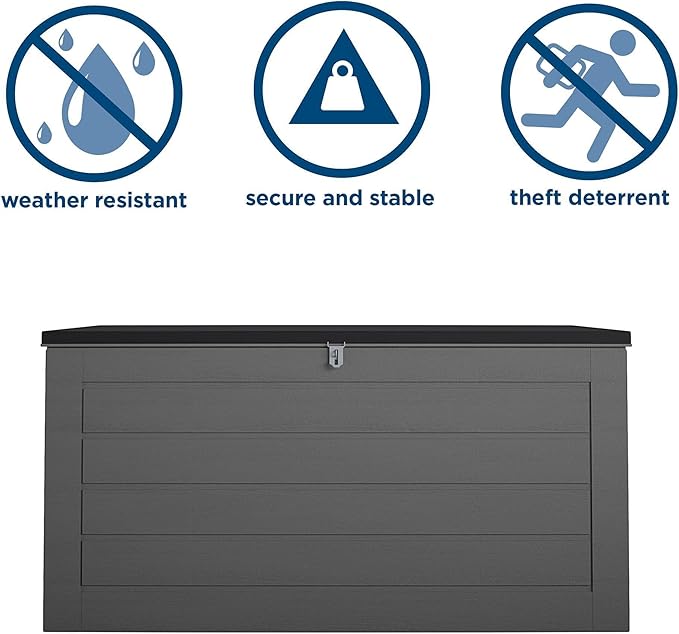 Cosco Outdoor Living 88180BGY1E Cosco Outdoor Patio Storage, Extra Large, 180 Gallons, Charcoal Deck Box, Black/Gray CoscoProducts