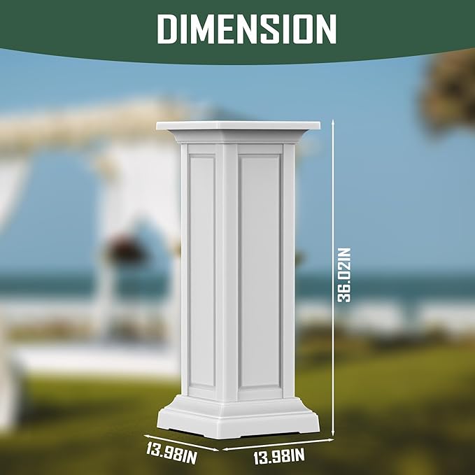 36in Tall Resin Planter Set of 2,Large Outdoor Planter for Porch, Garden, and Balcony, Weight-Bearing Top, Weather-Resistant, Classic Estate Design for Flowers and Trees(Ashen) OutdoorLivingPerfected