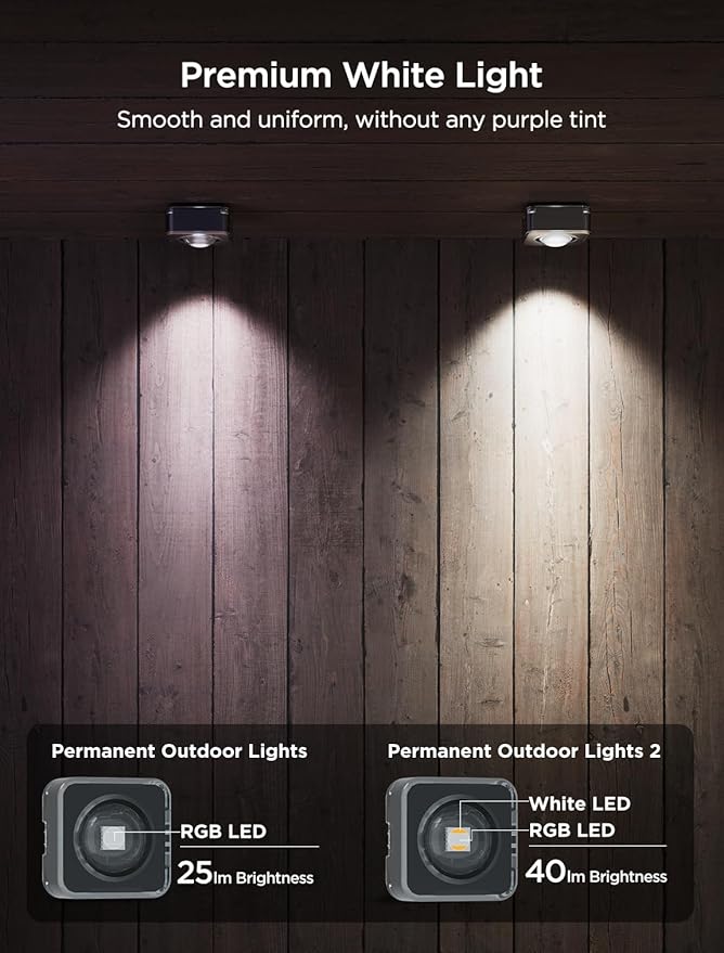 Govee Permanent Outdoor Lights 2, 50ft RGBIC Outdoor Lights with 36 LED Lights, IP67 Waterproof, 100 Scene Modes with 40lm White for Outdoor Decorations, Works with Alexa, Google Assistant, Black Govee