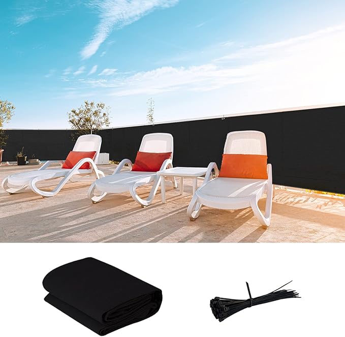 LOVE STORY Custom Size 2'6''x22' Black Balcony Privacy Screen,UV Block Privacy Fence Screen,90% Shield for Outdoor Pool Garden Apartment Railing LOVESTORY