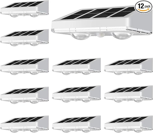 NIORSUN Solar Fence Lights,12 Pack Solars Deck Light,Warm White Color,Outdoor Bulb Waterproof Led IP65,Power Patio Lamp with Lenses for Outside/Backyard/Railing/Yard（White） NIORSUN