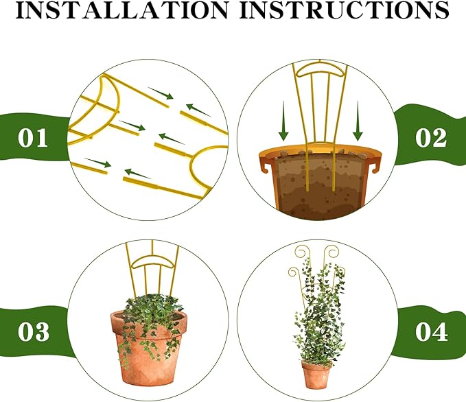 ZOUTOG Trellis for Climbing Plants Indoor 4 Pack 30 Inch,Rustproof Metal Garden Trellis for Potted Plants,Sturdy Houseplant Support Indoor Outdoor for Ivy Pothos Monstera Hoya Flower Vine(Golden Moon) ZOUTOG