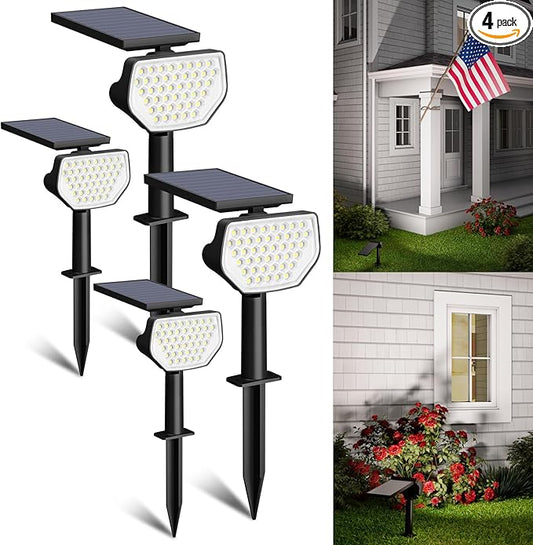 Lepro Solar Decorative Spot Lights 4 Pack, Cool White Modern Accent Lights for Garden & Landscape, IP65 Waterproof Adjustable Spotlight for Architecture, Pathways, Contemporary Decor Lepro