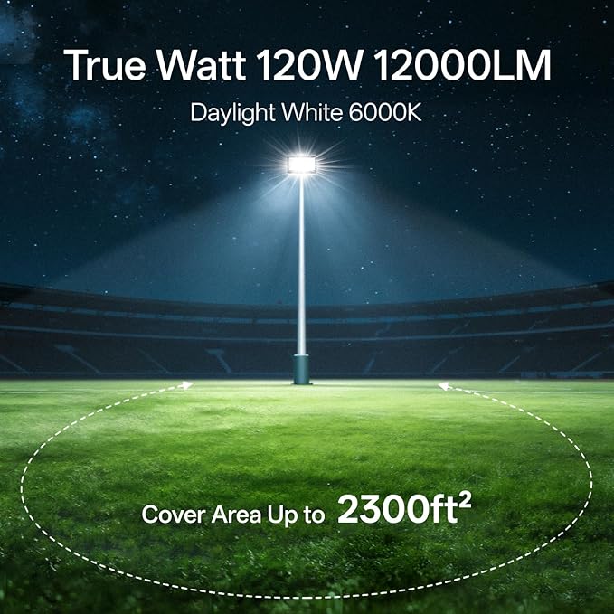 USTELLAR 120W LED Flood Lights Outdoor Hardwired 2Pack Bright 120W Equiv. 24000LM Security Light Outside Lamp IP66 Waterproof 6000K Daylight White Spot Light Exterior Floodlight for Backyard House Ustellar