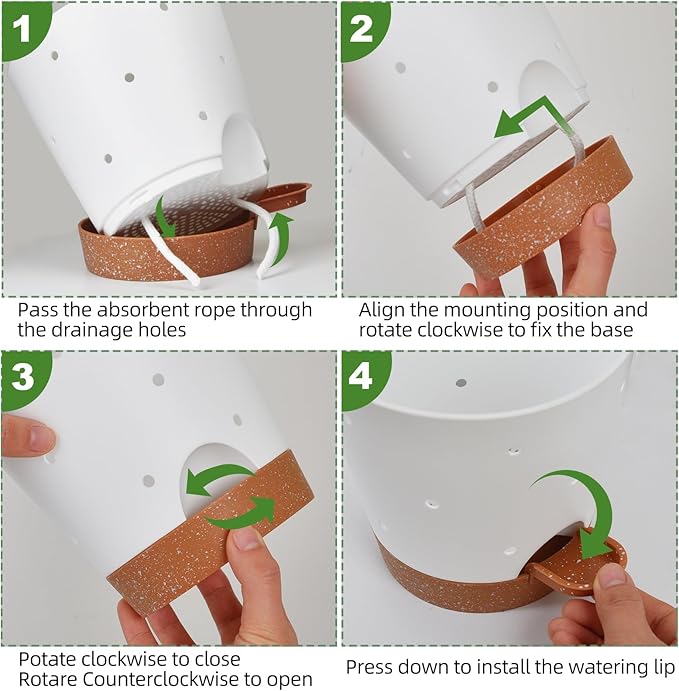Orchid Pots with Holes, 6 Inch Self Watering Orchid Pot 2 Pack Plastic Plant Pots for Orchid, Flower (White+Brown) Vanslogreen