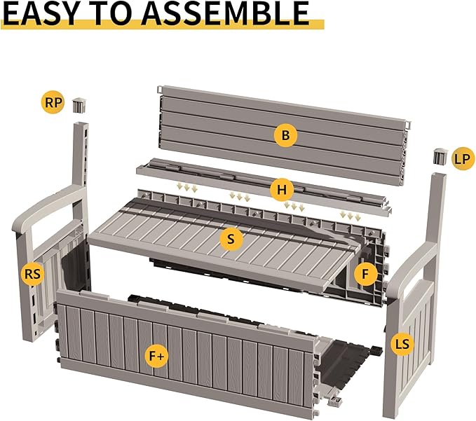 80 Gallon Outdoor Storage Bench Deck Box Waterproof Lockable,Outdoor Storage Furniture for Patio,Garden and Porch,Tools and Cushions（Grey Stripe） OutdoorLivingPerfected