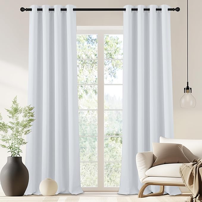 NICETOWN Room Darkening Privacy Doorway Curtains - Grommet Thermal Insulated Light Blocking Window Treatments for Bedroom/Living Room (W46 x L90, 1 Panel, Greyish White) NICETOWN