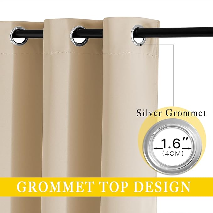 NICETOWN Sliding Door Blinds Window Treatment, Blackout Patio Door Curtain Panels, Privacy Thermal Drapes for Department (Biscotti Beige, W80 x L84) NICETOWN