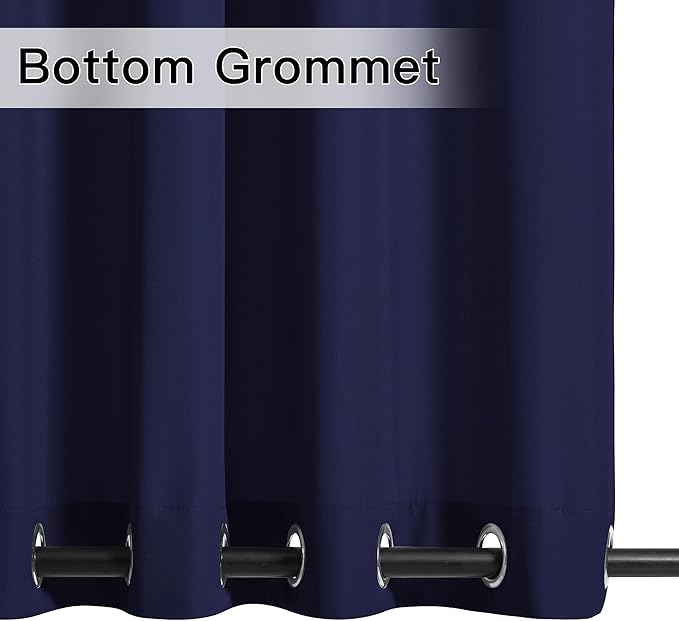 NICETOWN Canvas Outdoor Curtains for Patio Waterproof Extra Long 108" Length, 2 Panels Thermal Insulated Top and Bottom Grommet Privacy Vertical Drapes for Porch/Gazebo, 55" Wide, Dark Blue NICETOWN