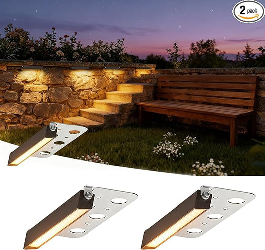 JESLED 2 Pack 7inch LED Retaining Wall Lights, 5W Landscape Lighting, LED Hardscape Lighting, Paver Lights Low Voltage Hardscape Lights, 5W Outdoor Step Lights, 2700K Warm White, Waterproof JESLED