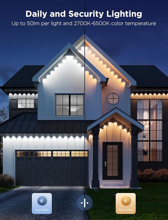 Govee Permanent Outdoor Lights Pro, 150ft with 90 RGBIC LED Lights for Daily and Accent Lighting, 75 Scene Modes for Outdoor Decor, IP67 Waterproof, Works with Alexa, Google Assistant, Matter, Black Govee
