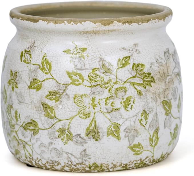 Flower Pot,Vintage Ceramic Pot for Planter with Drainage Holes, 6.29 inch Ice Crack Glazed Indoor Planters Pot for Indoor,Tucan Home Decor,Gardening Gifts (Mid-Century) Dosayes