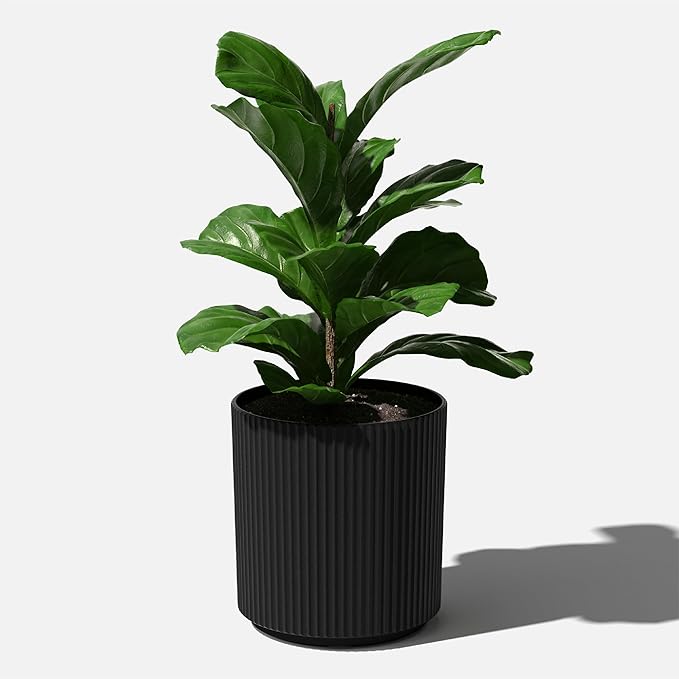 Veradek Mason Series Demi Planter - Large Round Planter for Indoor or Outdoor Patio/Balcony | Made from Plastic & Concrete with Drainage Holes | Modern Décor for Flowers, Trees, Tall Plants VeradekOutdoor