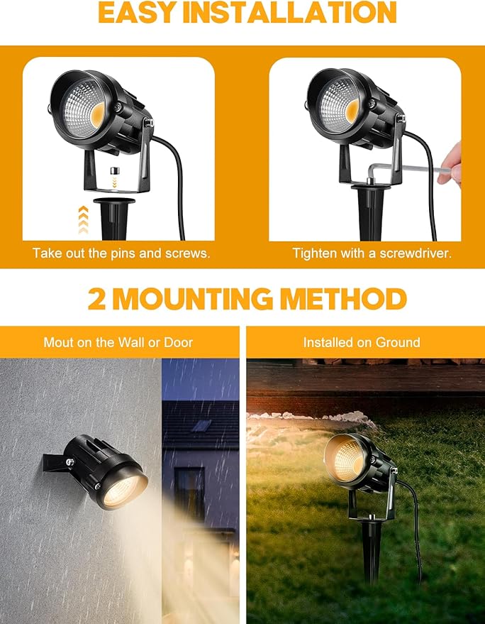 12W Low Voltage LED Landscape Lights - 12V Super Warm White Spotlight Landscape Lighting, IP65 Waterproof Christmas Decorative Lights Outdoor Indoor for Tree Garden Yard Pathway, 4 Pack with Connector LemonBest