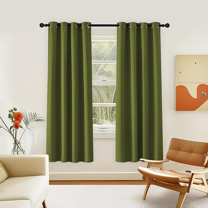 NICETOWN Room Darkening Curtain for Living Room - Energy Saving Thermal Insulated Grommet Room Darkening Curtain/Drape for Bedroom (1 Panel, 46 by 72, Olive Green) NICETOWN