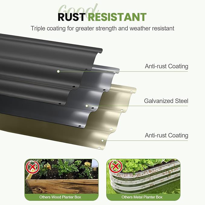 G GOOD GAIN 4-in-1 Adjustable Raised Garden Bed Kit | Galvanized Planter Boxes for Vegetables, Flowers | 12" Tall, Multiple Sizes (5x3x1ft, 4x4x1ft, 6x2x1ft, 7x1x1ft) | Outdoor Metal Raised Bed, Grey GGOODGAIN