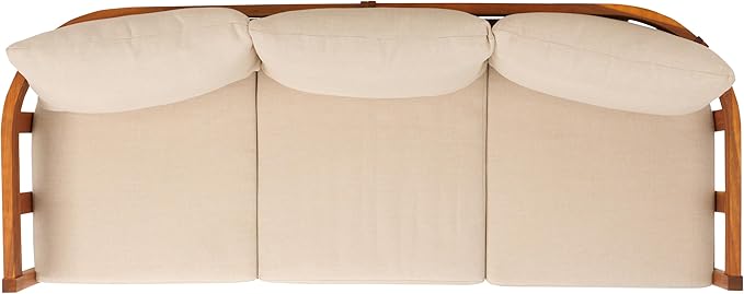 SAFAVIEH Outdoor Collection Owen Acacia Solid Wood Natural/Taupe Cushion 3-Seater Sofa SAFAVIEH