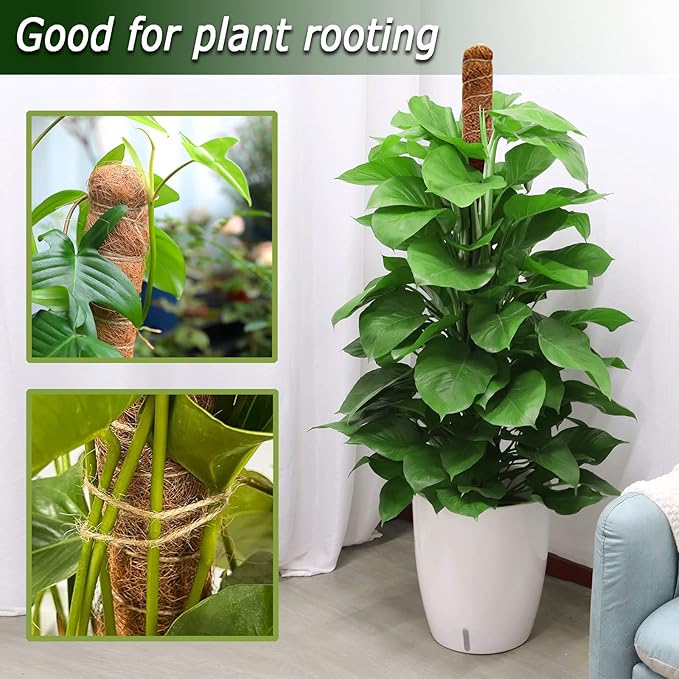 Moss Pole for Plants Monstera, 59 Inch Tall Bendable Moss Poles for Climbing Plants Indoor, Large Handmade Plant Pole Sticks, Coco Coir Plant Support Stakes for Potted Plants, Pothos Soupiar