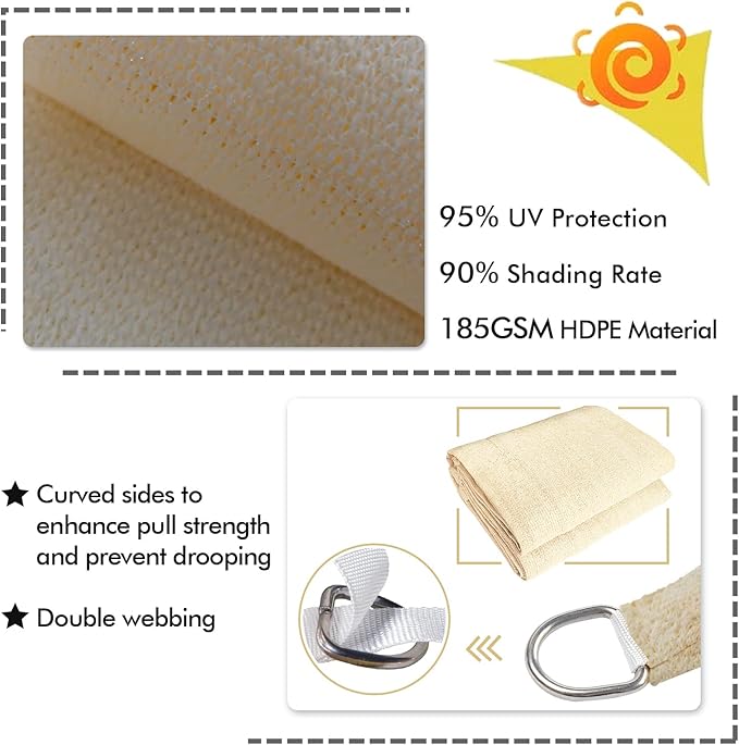 KANAGAWA 6'X24' Cream Custom Size Sun Shade Sail Rectangle UV Block Canopy Cover for Patio Backyard Lawn Garden Outdoor (Customized Available) KANAGAWA
