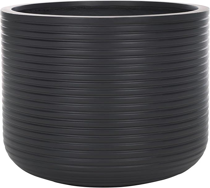 SAFAVIEH Outdoor Collection Nardo Black Cement Ficonstone Planter Pot SAFAVIEH