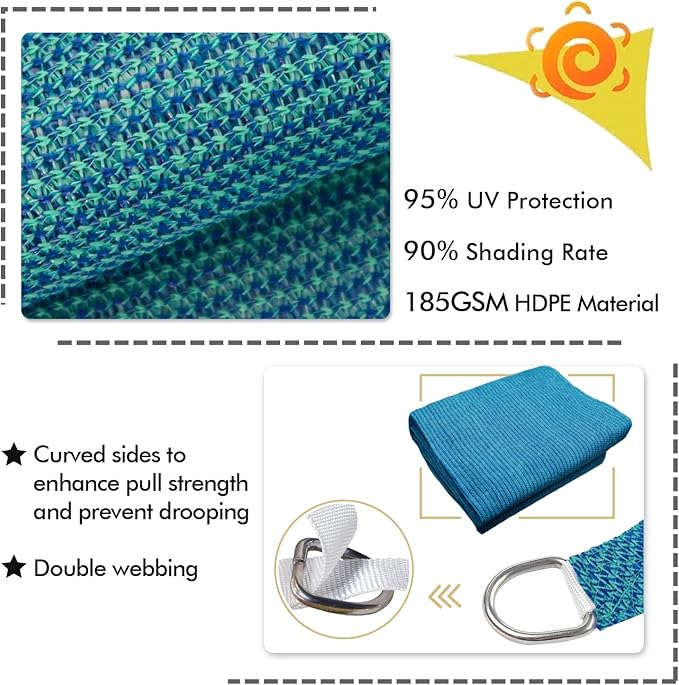 KANAGAWA 6'X24' Turquoise Mix Custom Size Sun Shade Sail Rectangle UV Block Canopy Cover for Patio Backyard Lawn Garden Outdoor (Customized Available) KANAGAWA