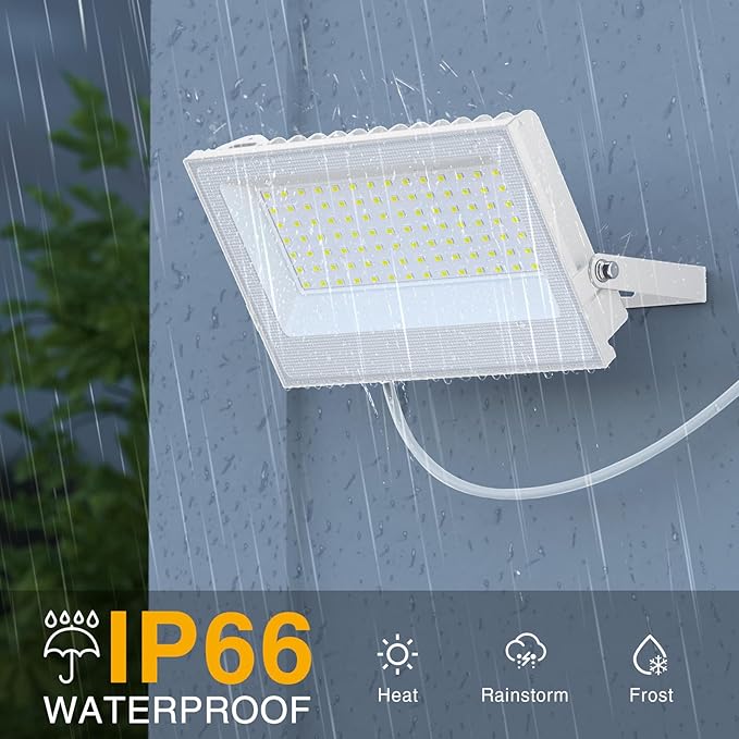 Onforu 120W Flood Lights Outdoor,12000lm White LED Work Light with Plug, 6500K Daylight White LED Flood Lighting, IP66 Waterproof Security Yard Lights for Yard Garage Stadium 2 Pack Onforu