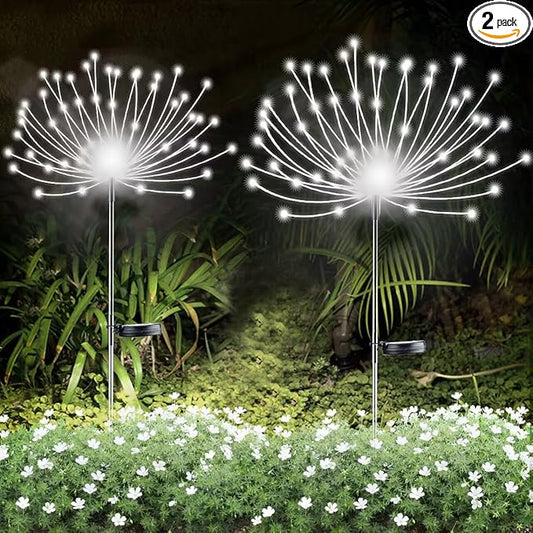 2 PCS Solar Firework Light, Outdoor Solar Garden Decorative Lights 120 LED Powered 40 Copper Wires String DIY Landscape Light for Walkway Pathway Backyard Christmas Decoration Parties (Cool White) YOTOZU