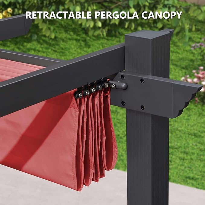 Pergola Shade Cover Replacement Canopy Top Compatible with 10 X 10 ft 6-Bar Pergola Frames - Red (Canopy Size 116" W x 95" L, Canopy Top Only) Rootora