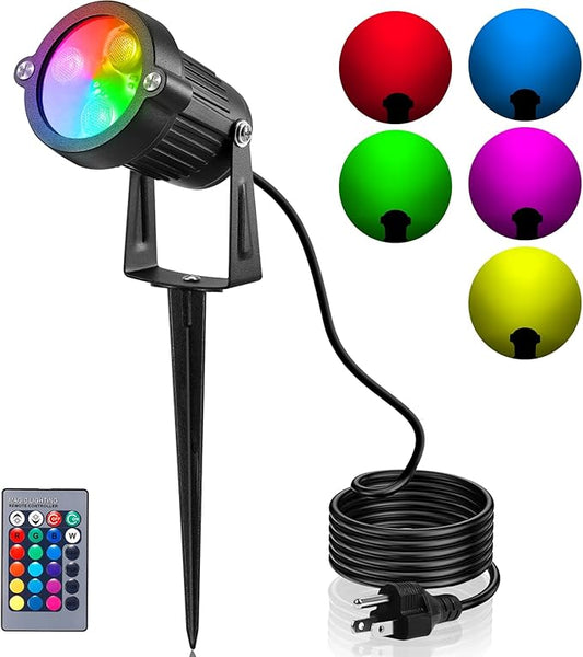 OurLeeme Lawn Flood Light Stake, 2-in-1 Waterproof Outdoor Remote Control Landscape Lighting Spotlight Wall Light for Yard Garden Driveway Pathway Pool OURLEEMELIGHTING