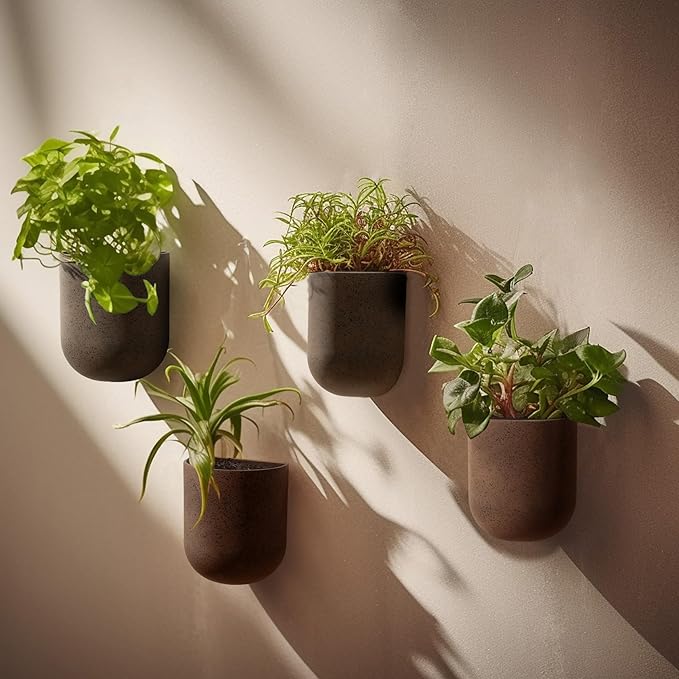 LA JOLIE MUSE Wall Hanging Planters for Indoor Plants, Hanging Flower Pots for Air Plants Succulent, Set of 2, 5.7L*4.1W*7H, Iron Rust LaJol%C3%ADeMuse