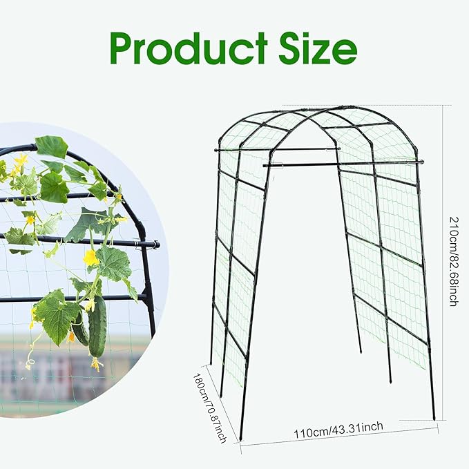 Lalahoni Garden Arch Trellis for Climbing Plants Outdoor, 7.8 Feet Tall Metal Large Archway Arbor Trellis Vine Plant Vegetables Squash Pumpkin Peas Beans Cucumber for Garden Raised Bed, Black Thereasonyoulovegardening