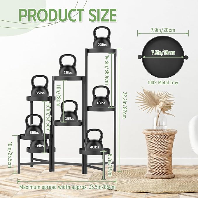 iDavosic.ly Plant Stand Indoor Outdoor, 8 Tier Corner Metal Flower Display Holder Shelf, Easy Assembly Folding Tall Orchid Rack for Patio Balcony Porch Garden Living Room House, Black iDavosicly