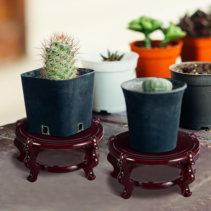 Geetery 2 Pcs 4 to 12 in Wooden Plant Stands Indoor Chinese Oriental Plant Stand for Vase Fishbowl Flower Pot Lamp Redwood Base Vintage Display Rack Decor(6 Inch) Geetery