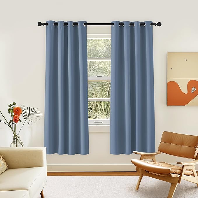 NICETOWN Room Darkening Curtain for Living Room - Energy Saving Thermal Insulated Grommet Room Darkening Curtain/Drape for Bedroom (1 Panel, 46 by 72, Stone Blue) NICETOWN