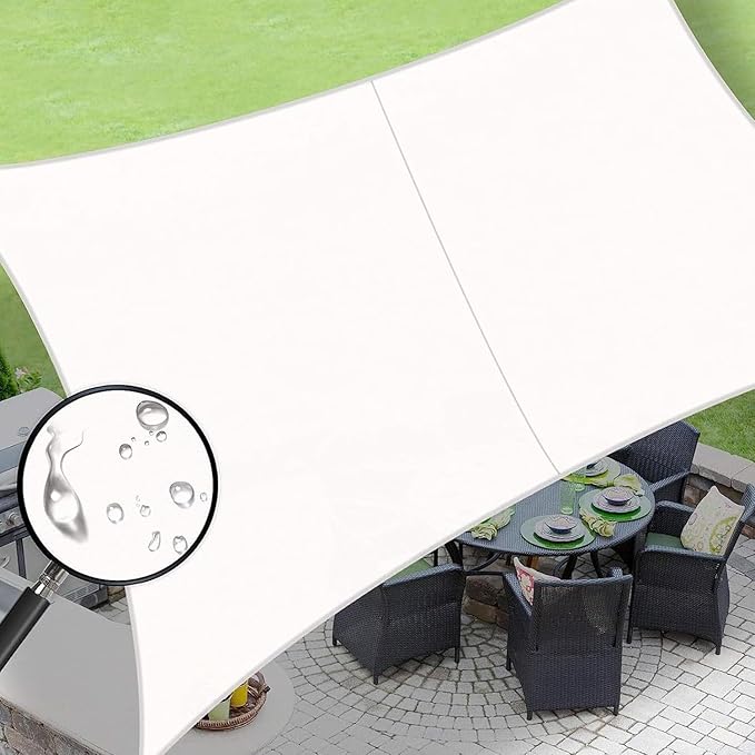 LOVE STORY Rectangle 10'x16' Waterproof Sun Shade Sail Canopy UV Block for Outdoor Patio Backyard Carport,White(We Make Custom Size) LOVESTORY