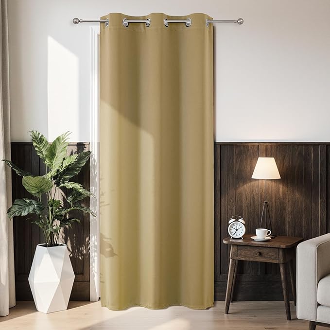 Joydeco Blackout Door Curtain for Doorway Privacy 78 Inches Long, Grommet Closet Curtain for Open Closet, Room Divider for Bedroom Living Room (Beige, 40Wx78L, 1 Panel) JOYDECO