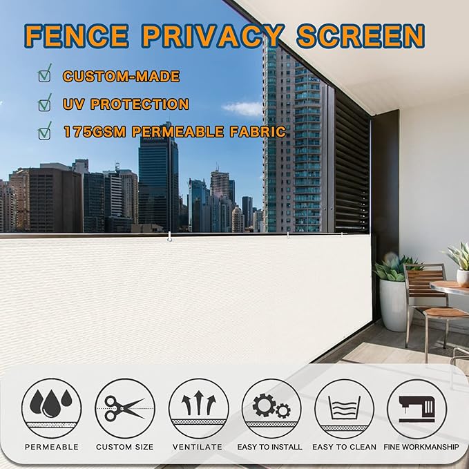 LOVE STORY Balcony Privacy Screen, 3'x16' Deck Shield Screen Fence Cover,UV Protection and Weather-Resistant,3 FT Height for Deck, Patio, Backyard, Outdoor Pool, Porch, Railing, White LOVESTORY