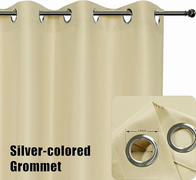 BONZER Outdoor Waterproof Curtains for Patio Wide Grommet Light Filtering Outside Curtains for Gazebo, Porch, Pergola, Pavilion, 1 Panel, 110W x 84L inch, Cream Bonzer