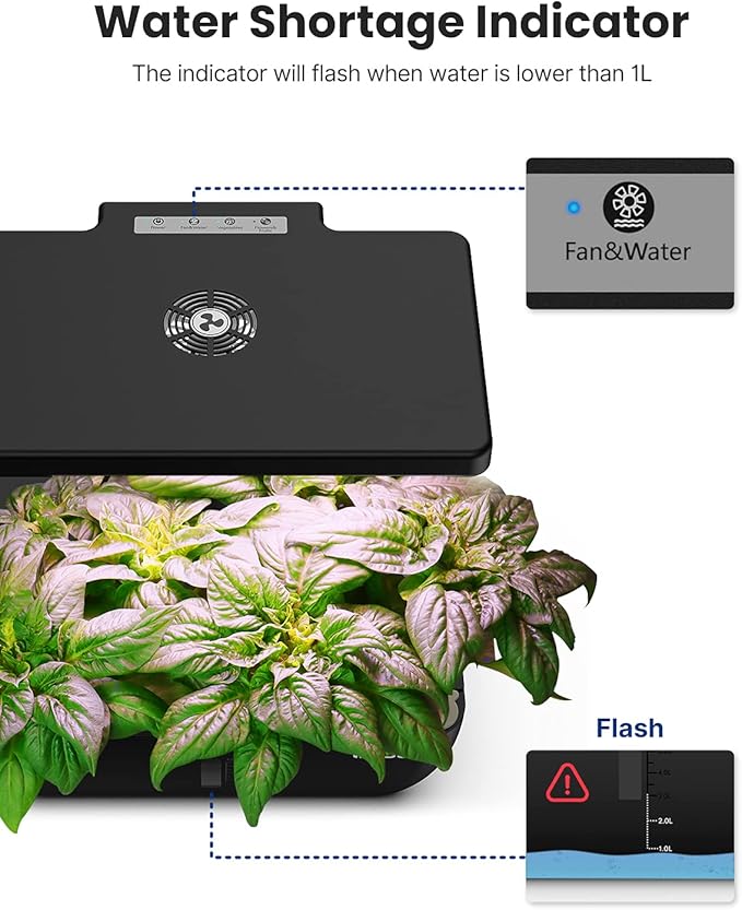 iDOO Hydroponics Growing System Kit 12Pods WiFi, Christmas Gifts for Women Mom, Indoor Herb Garden with LED Grow Light for Home, Built-in Fan, AutoTimer, 6.5L Large Tank Plant Germination Kit, Black idoo