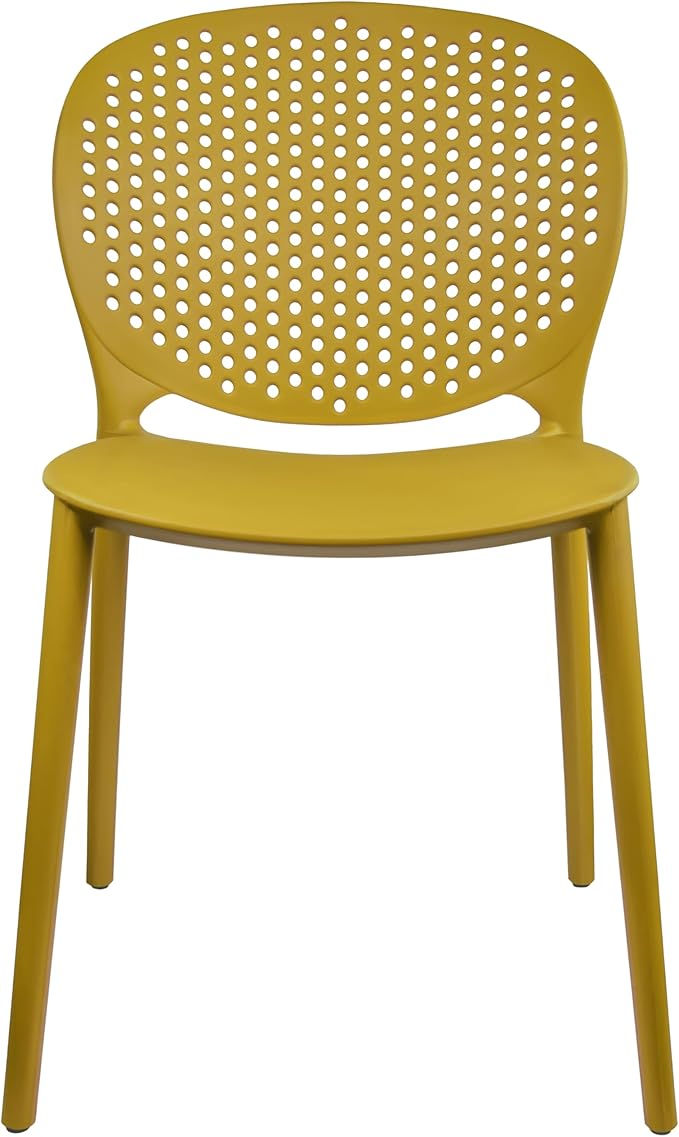 2xhome Patio Dining Chair | Modern Stackable Outdoor Pool Side Chair | Weather Resistant Plastic for Yard, Porch, Balcony, Kitchen, Yellow, Single, Set of 1 2xhome
