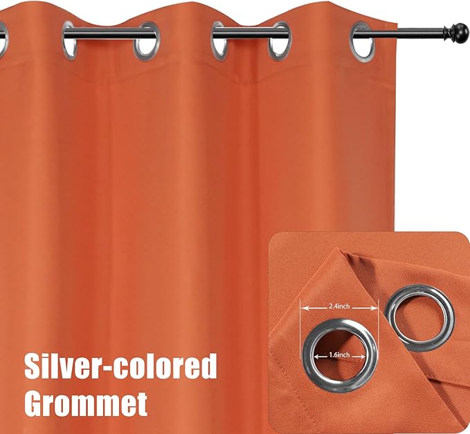 BONZER Outdoor Curtains for Patio Waterproof Thick Privacy Extra Wide Grommet Light Filtering Outside Curtains for Porch Pergola Gazebo Deck, 1 Panel, 150W x 84L inch, Mecca Orange Bonzer