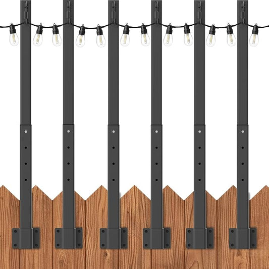 AILBTON 4 Pack Suspension Outdoor String Light Poles for Outside String Lights Hanging,with Clip and Holder,Light Post Mounting Stand for Patio Fence Wall Garden Backyard Deck AILBTON