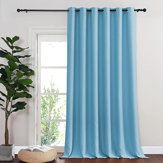 NICETOWN Blackout Sliding Glass Door Curtains, Room Darkening Thermal Insulated Curtains for Living Room Bedroom, Extra Wide Window Drapes, 1 Panel, W80 x L118, Teal Blue NICETOWN